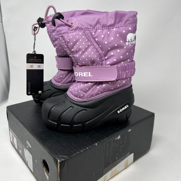 Sorel Other - Sorel Childrens Flurry Print Boot Size 8 Kids Violet Haze Polka Dot NEW in BOX!